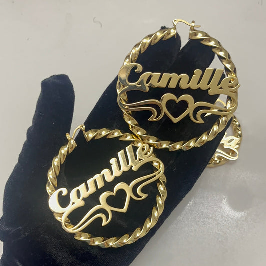 Custom Name Twist Hoops