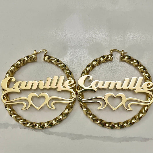 Custom Name Twist Hoops