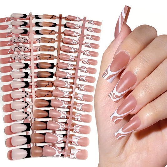 120pcs Medium Square French Gel Extensions