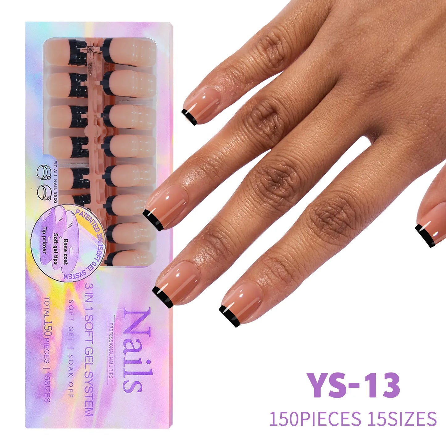 150pcs Black Manicure Press Ons