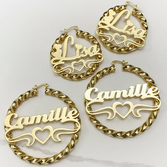 Custom Name Twist Hoops