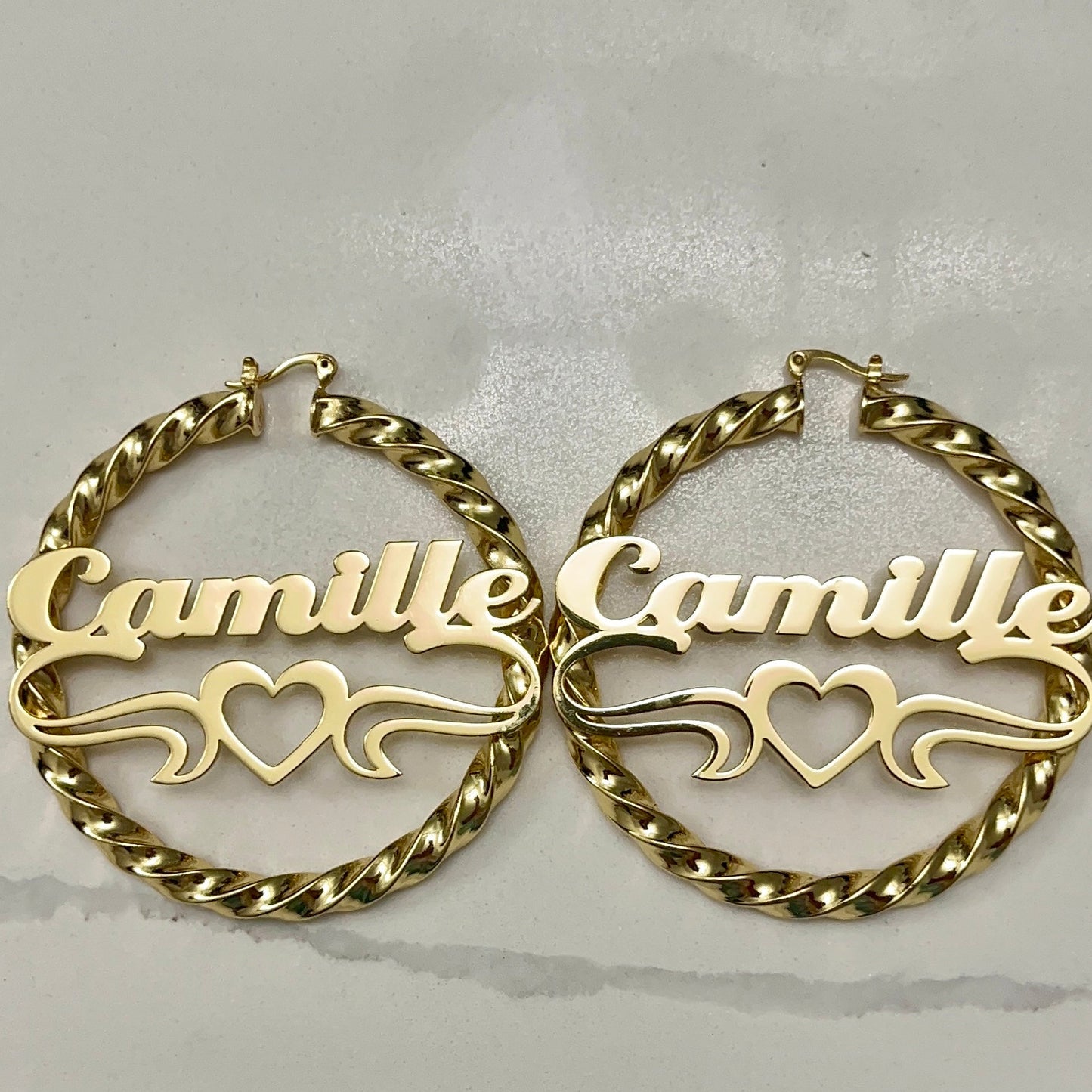Custom Name Twist Hoops