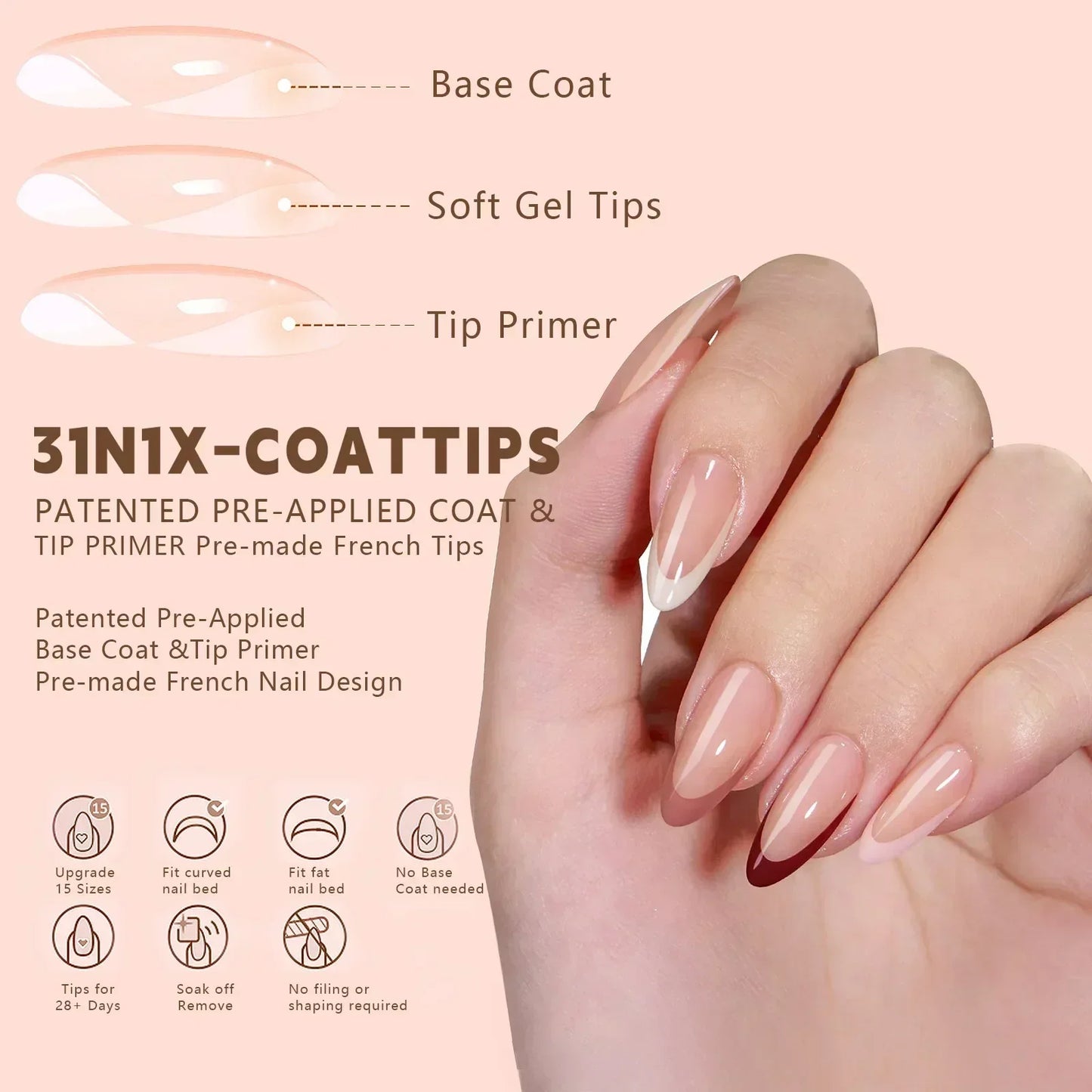 150Pcs Glossy French Tips