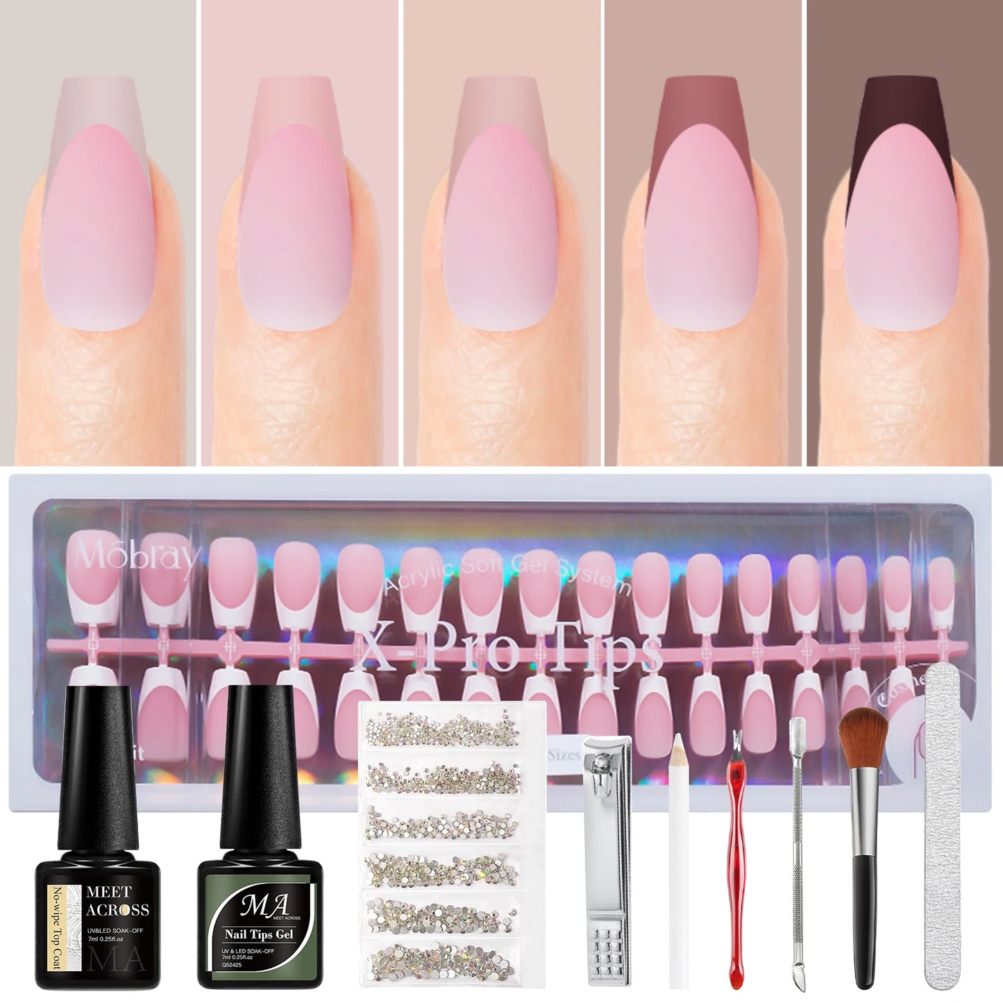 150pc French Style Press On Nail DIY Kit