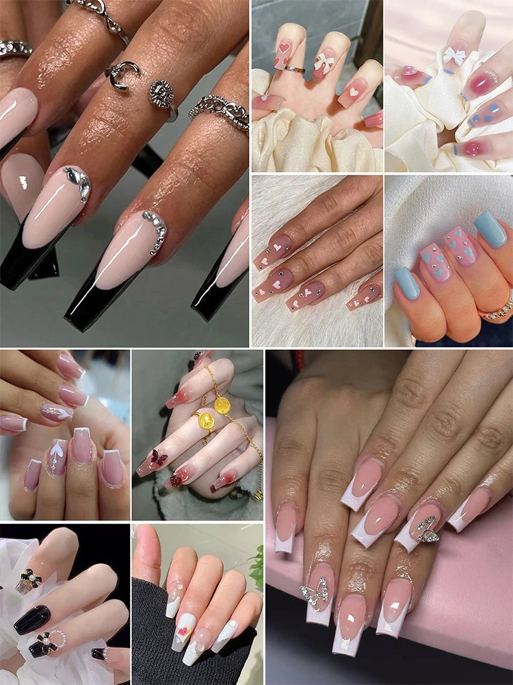 240pcs fake nail set, press nails, nail patches for daily wear by women and girls, removable, reusable, acrylic nails