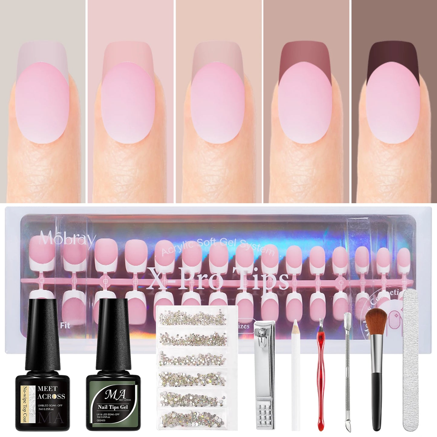 150pc French Style Press On Nail DIY Kit