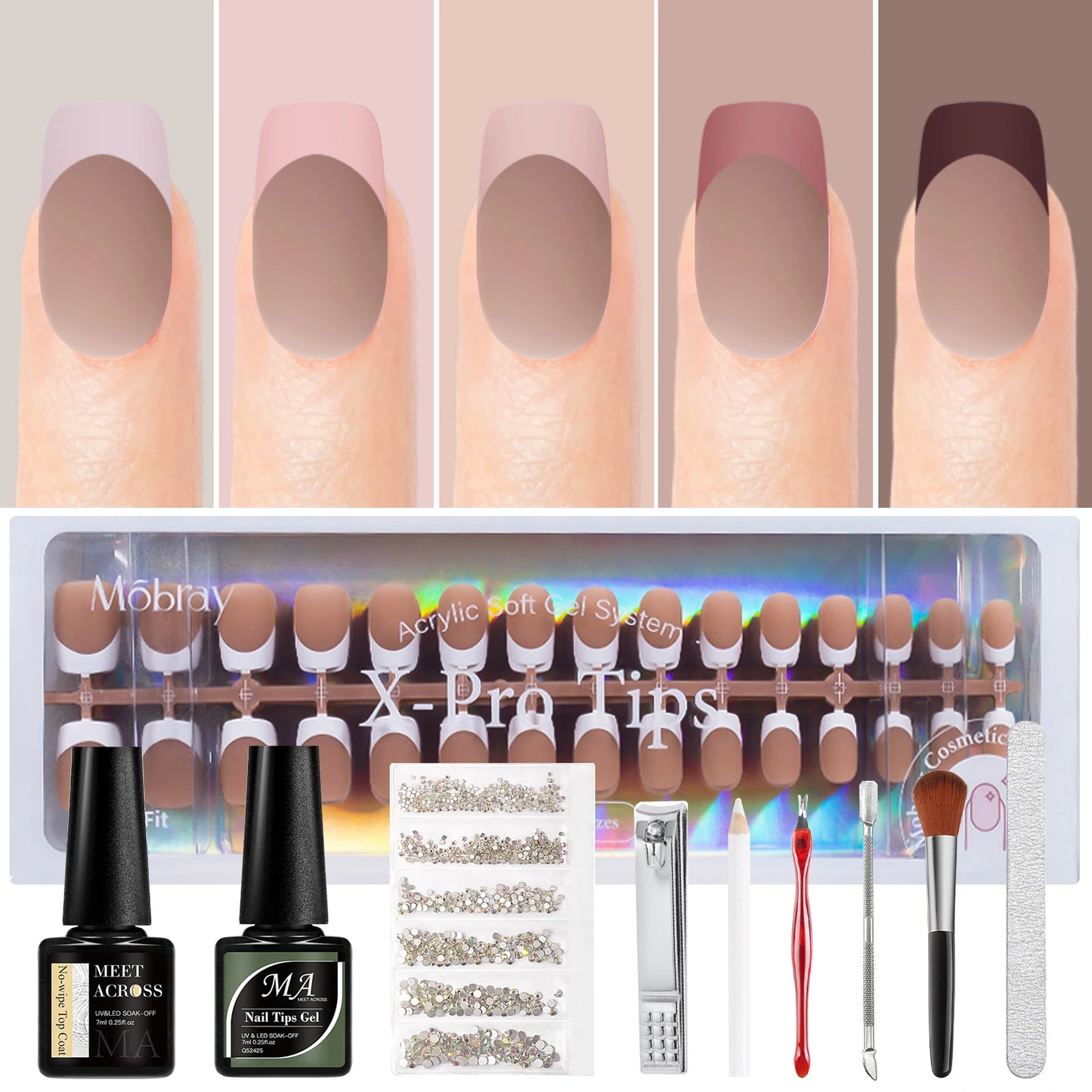 150pc French Style Press On Nail DIY Kit