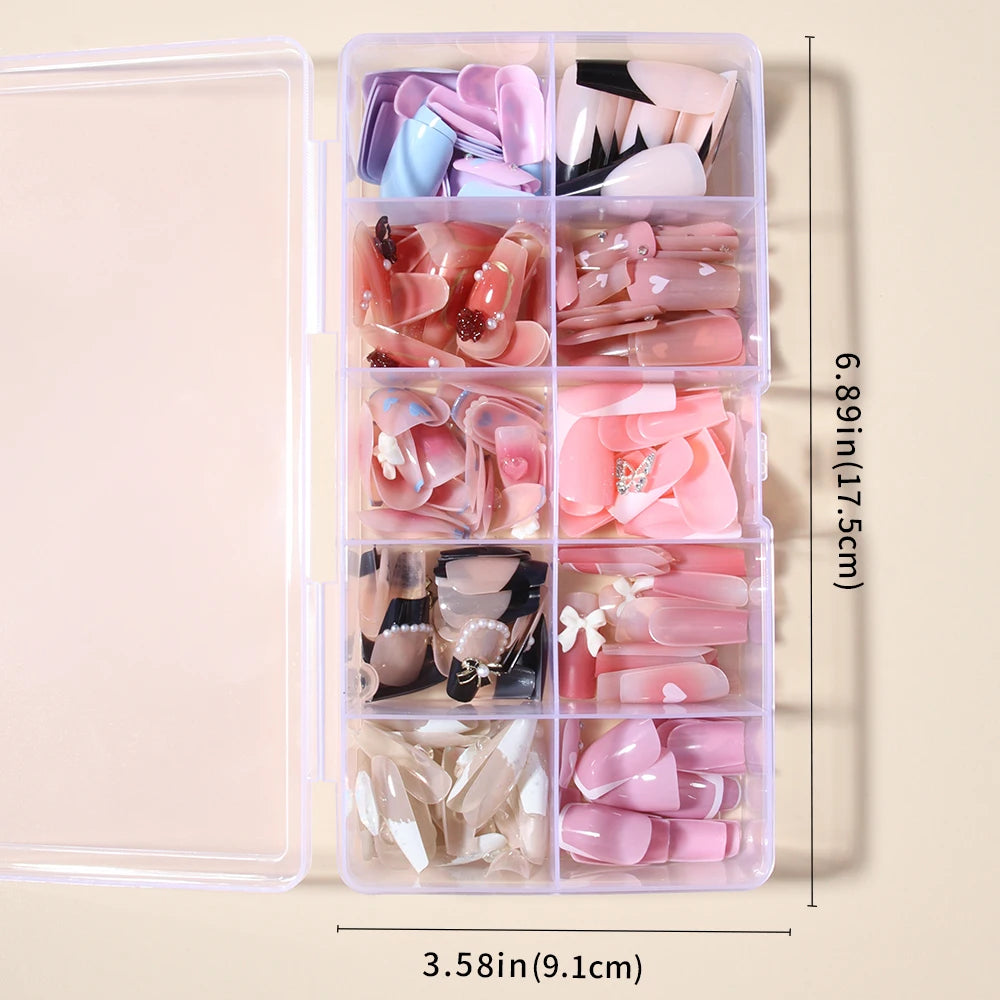 240pcs fake nail set, press nails, nail patches for daily wear by women and girls, removable, reusable, acrylic nails