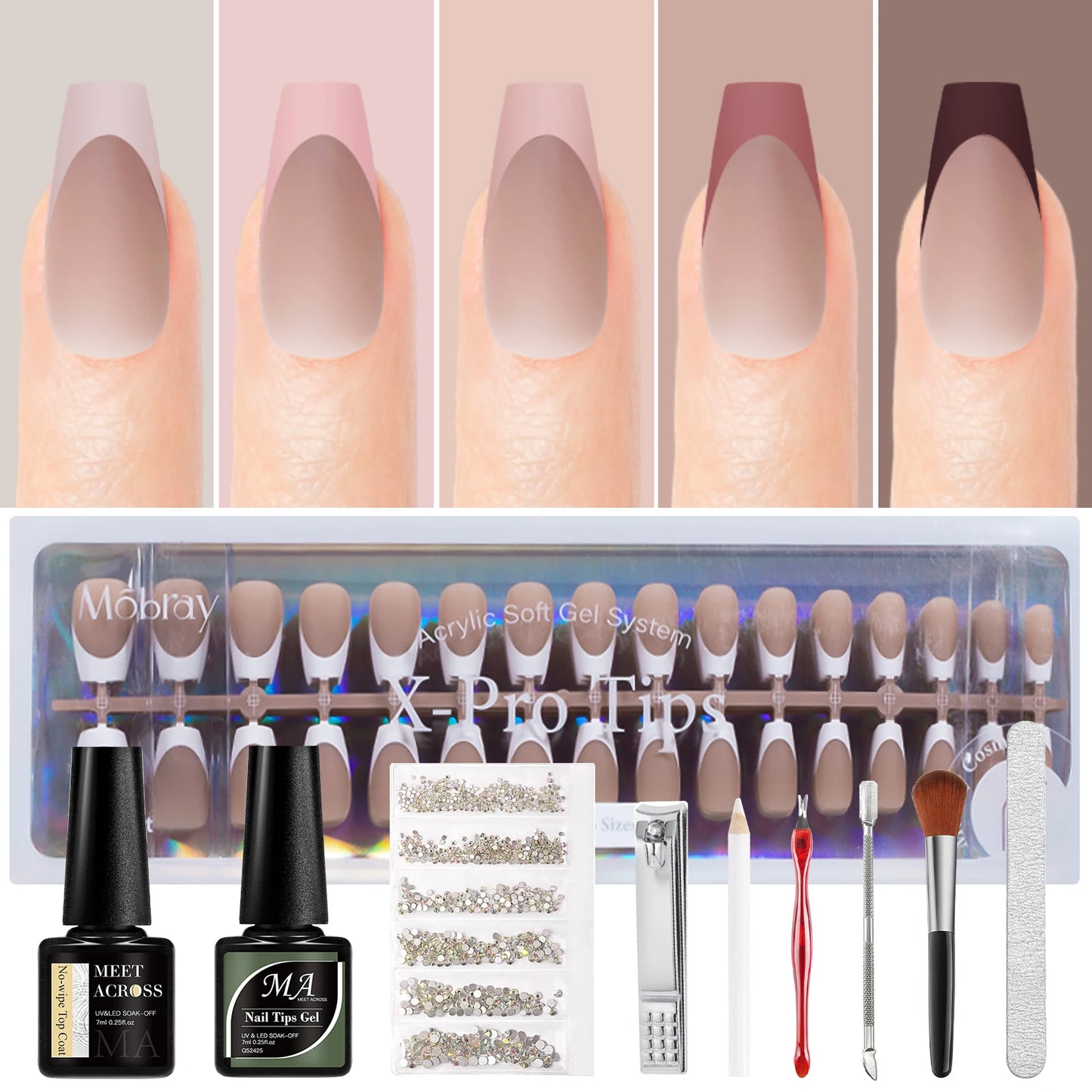 150pc French Style Press On Nail DIY Kit