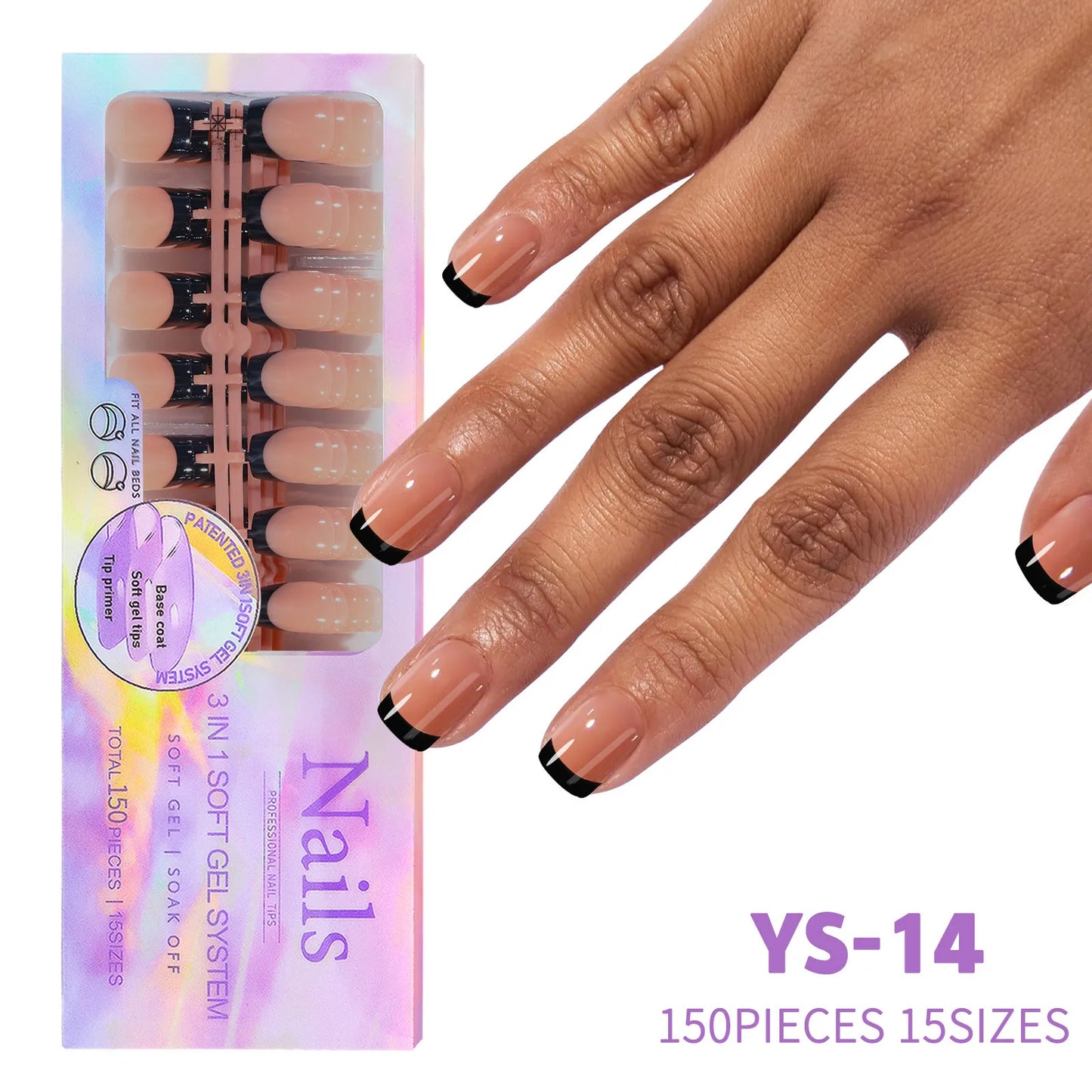 150pcs Black Manicure Press Ons