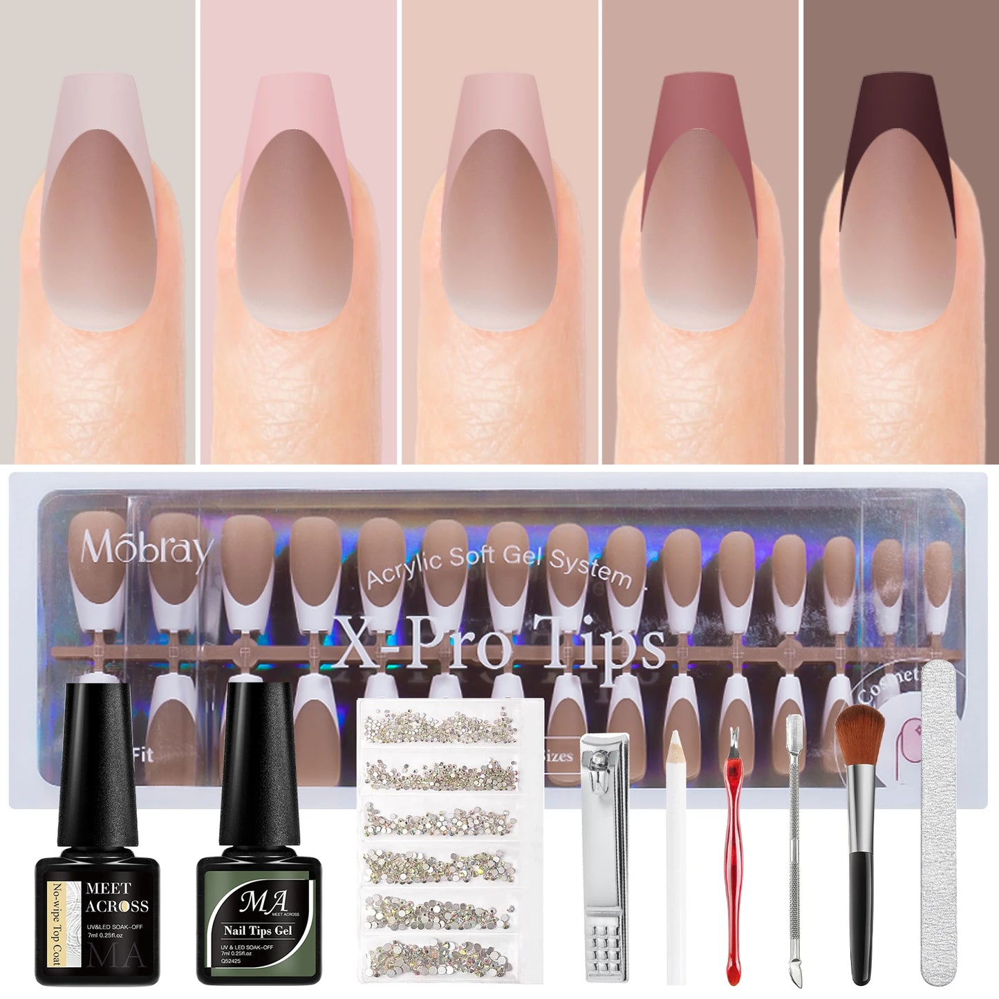 150pc French Style Press On Nail DIY Kit