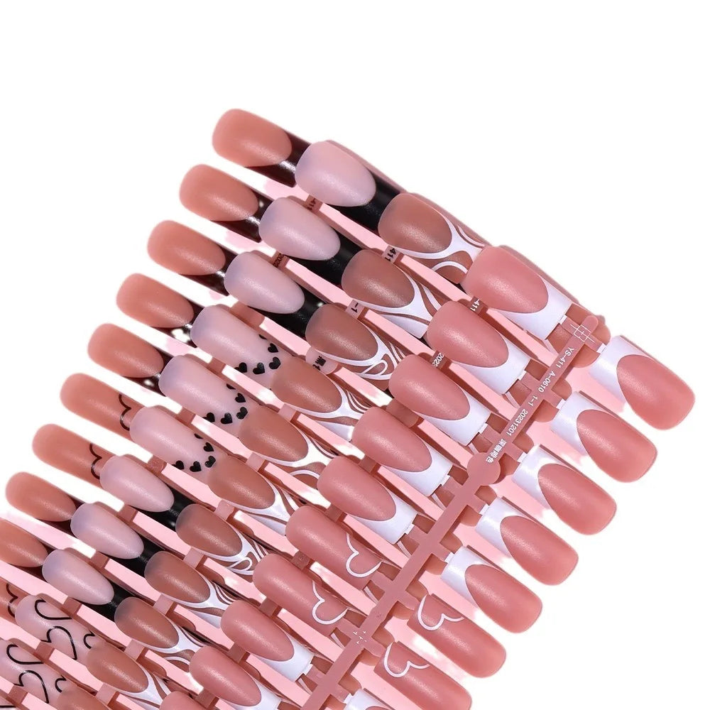 120pcs Medium Square French Gel Extensions