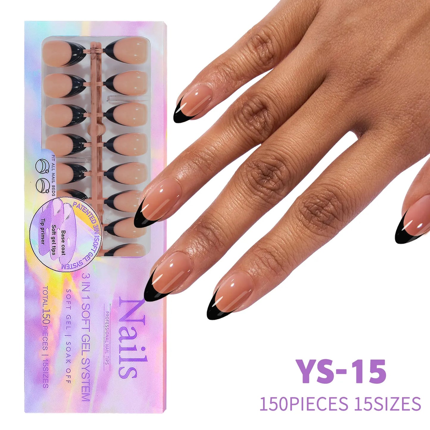 150pcs Black Manicure Press Ons