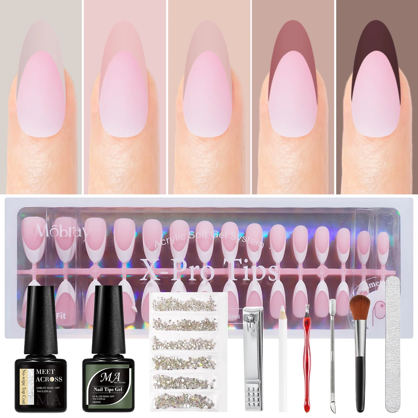 150pc French Style Press On Nail DIY Kit