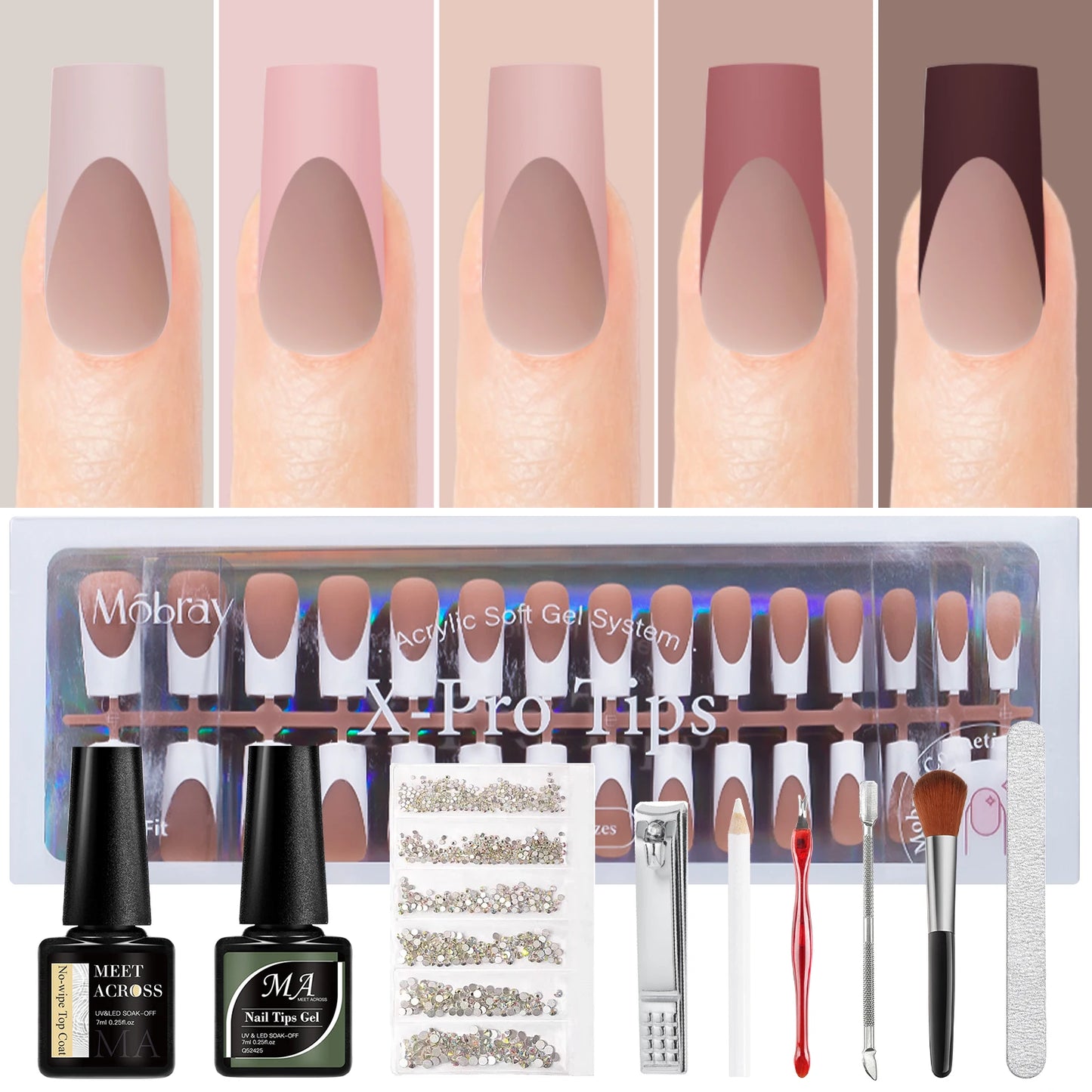 150pc French Style Press On Nail DIY Kit