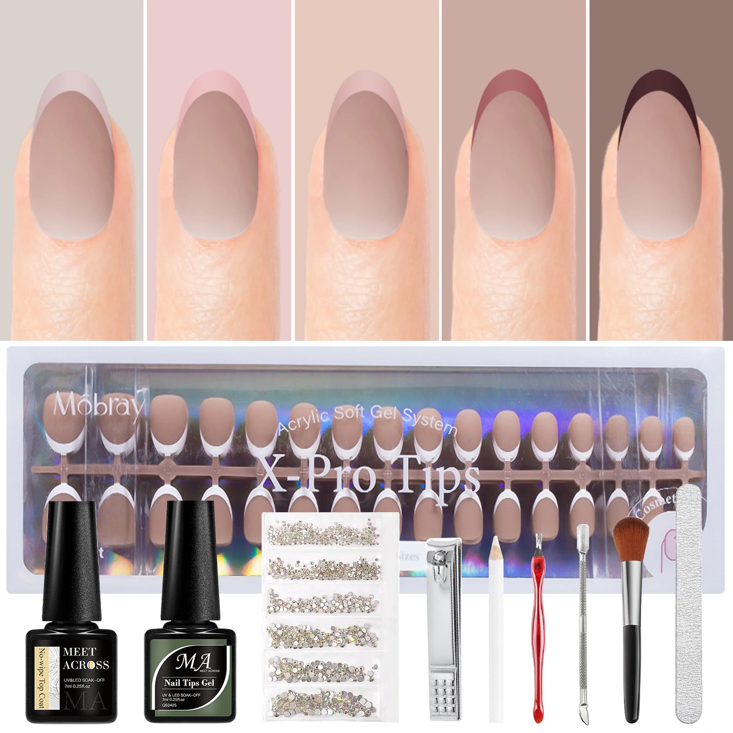 150pc French Style Press On Nail DIY Kit