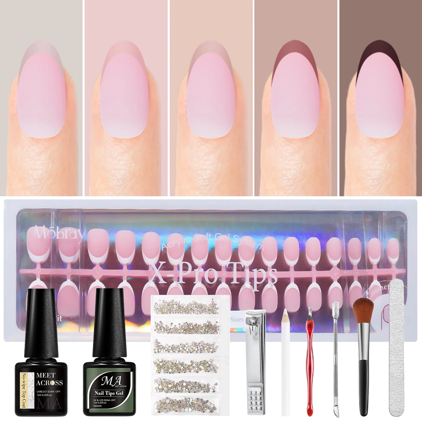 150pc French Style Press On Nail DIY Kit