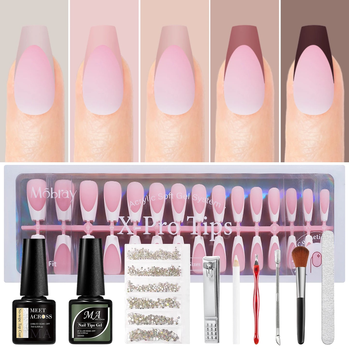 150pc French Style Press On Nail DIY Kit