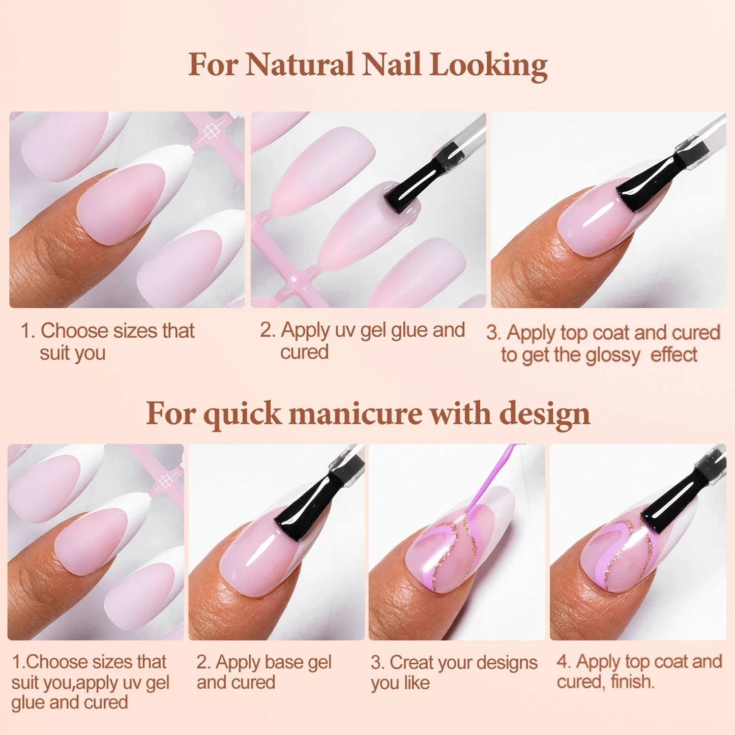 150pc French Style Press On Nail DIY Kit