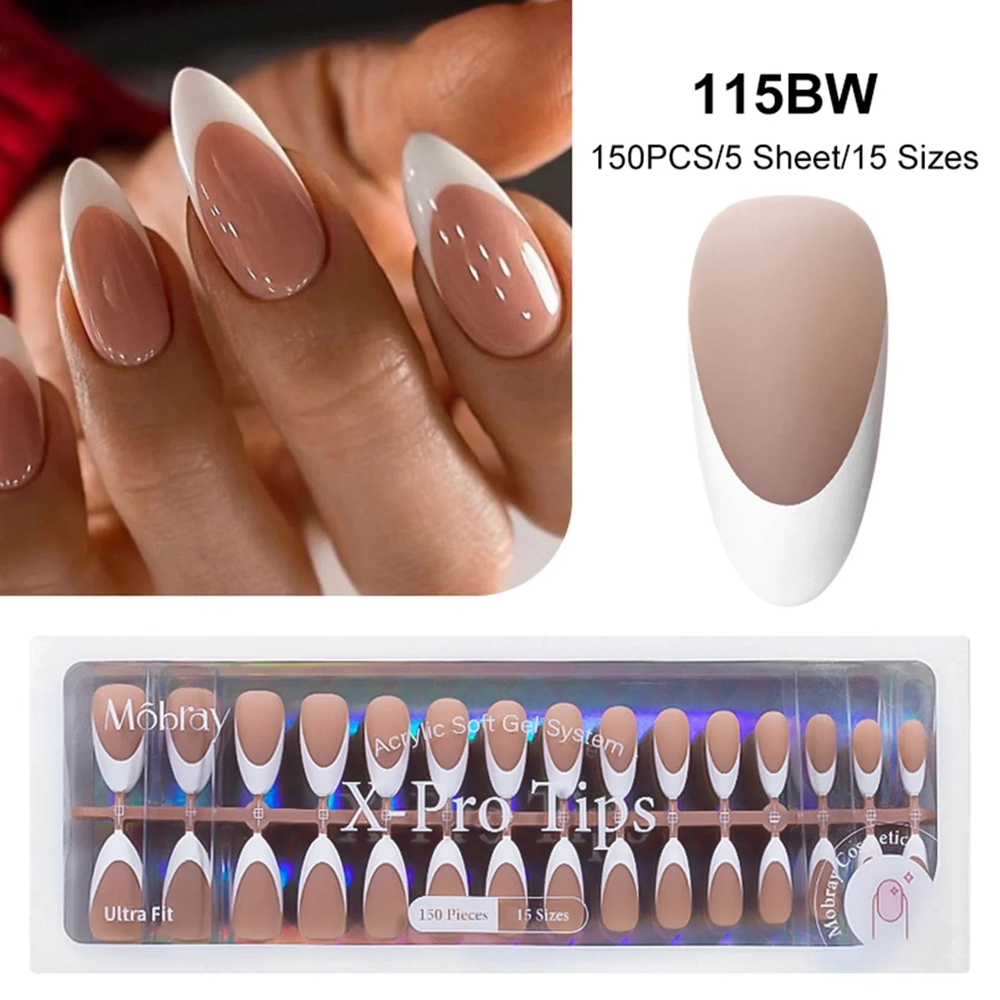 150pc French Style Press On Nail DIY Kit