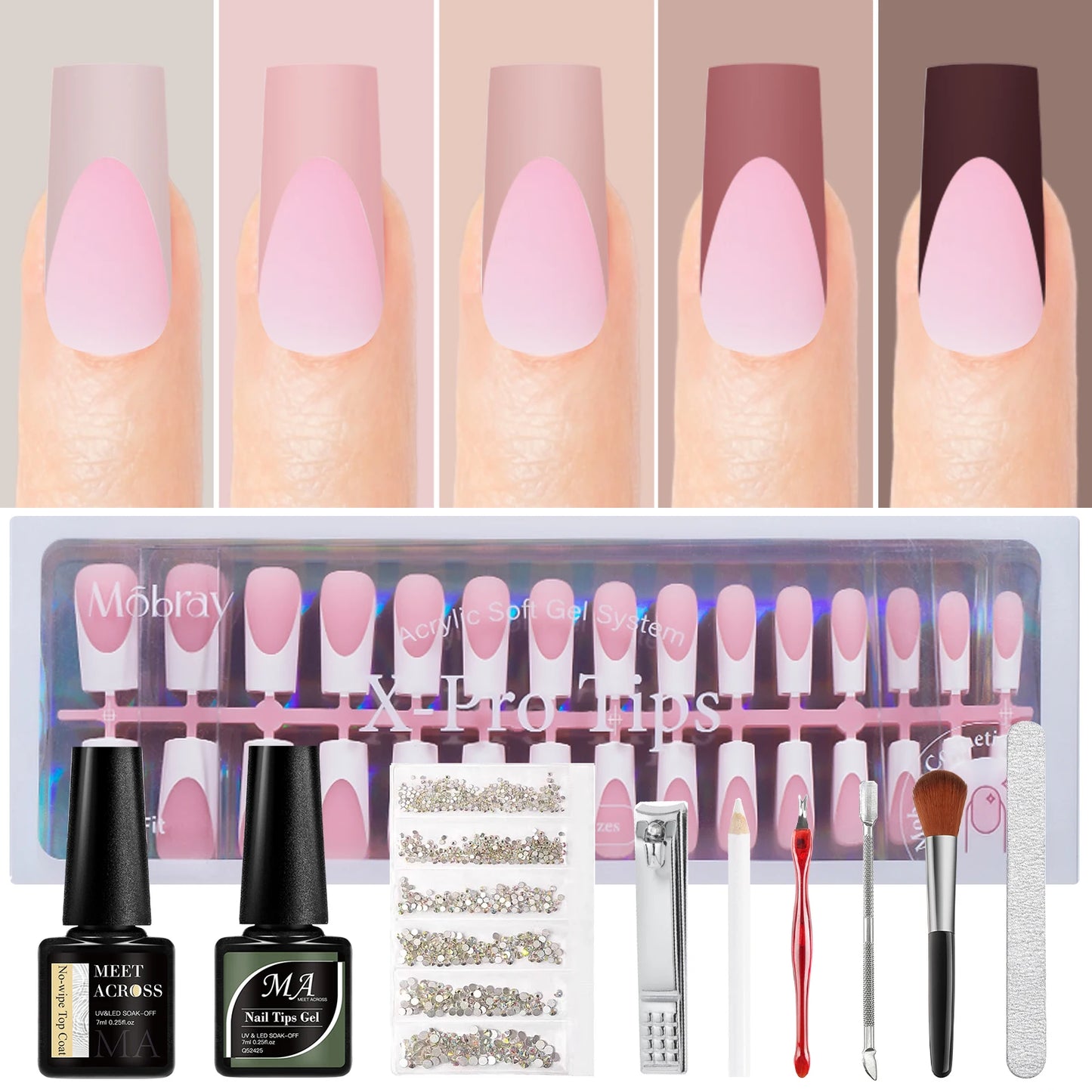 150pc French Style Press On Nail DIY Kit